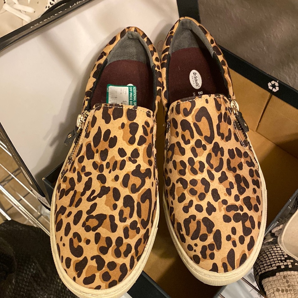 Leopard print slip on shoes